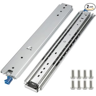 1 Pair of 60 Inch Heavy Duty Drawer Slides 500LB Full Extension Side Mount Ball Bearing Drawer Rails with Lock