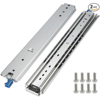 1 Pair of 60 Inch Heavy Duty Drawer Slides 500LB Full Extension Side Mount Ball Bearing Drawer Rails with Lock