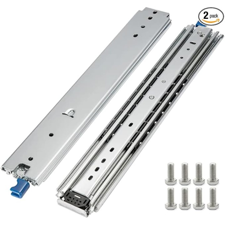 1 Pair of 60 Inch Heavy Duty Drawer Slides 500LB Full Extension Side Mount Ball Bearing Drawer Rails with Lock