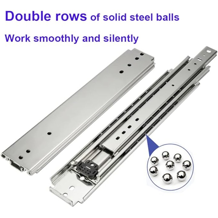 1 Pair of 60 Inch Heavy Duty Drawer Slides 500LB Full Extension Side Mount Ball Bearing Drawer Rails with Lock