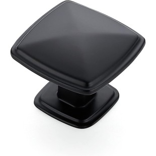 25 Pack Matte Black Kitchen Cabinet Square Knob Single Hole Cabinet Hardware for Dresser Drawer Cabinet Pulls Drawer Knobs Cabinet Knobs