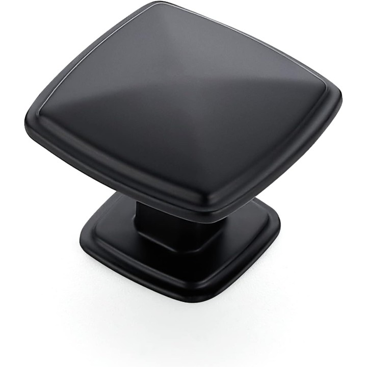 25 Pack Matte Black Kitchen Cabinet Square Knob Single Hole Cabinet Hardware for Dresser Drawer Cabinet Pulls Drawer Knobs Cabinet Knobs