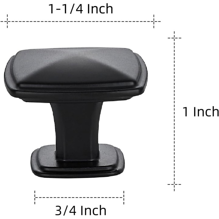 25 Pack Matte Black Kitchen Cabinet Square Knob Single Hole Cabinet Hardware for Dresser Drawer Cabinet Pulls Drawer Knobs Cabinet Knobs