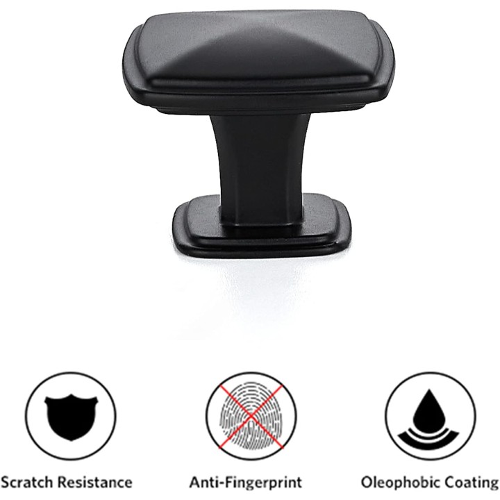 25 Pack Matte Black Kitchen Cabinet Square Knob Single Hole Cabinet Hardware for Dresser Drawer Cabinet Pulls Drawer Knobs Cabinet Knobs