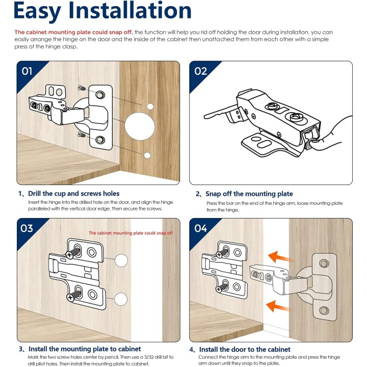 60 Pack 30 Pairs European Kitchen Cabinet Hinges Soft Close Insert Cabinet Door Hinges Heavy-Duty Frameless Adjustable Concealed Cabinet Cup Hinge