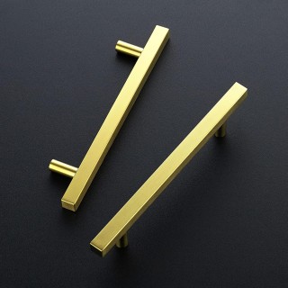 35 Pack 7.38 Inch Square Cabinet Pulls Brushed Brass Stainless Steel Kitchen Drawer Pulls Cabinet Handles 7-3/8”Length,5” Hole Center