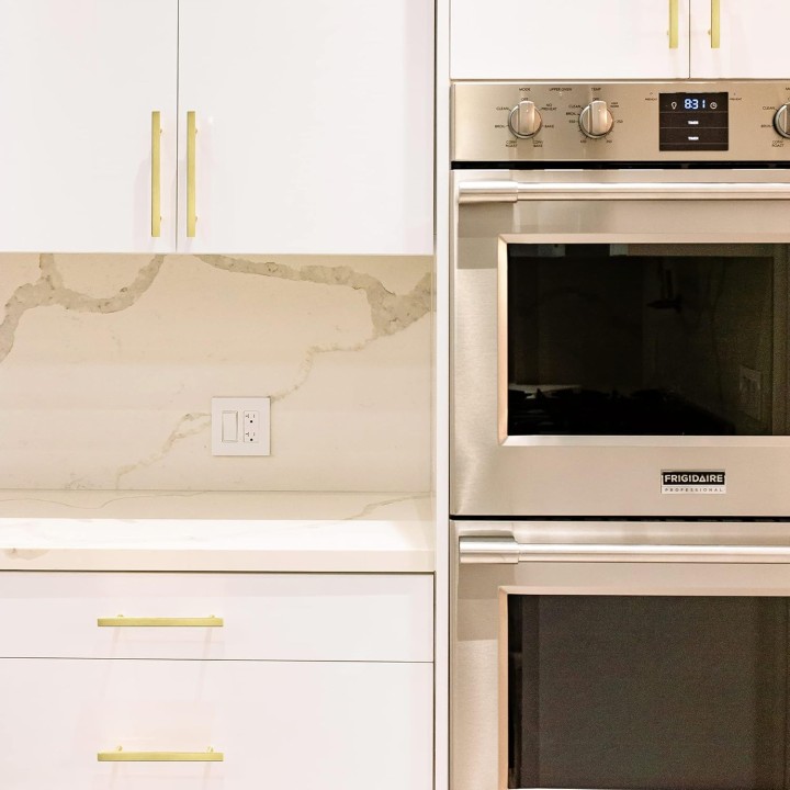 35 Pack 7.38 Inch Square Cabinet Pulls Brushed Brass Stainless Steel Kitchen Drawer Pulls Cabinet Handles 7-3/8”Length,5” Hole Center