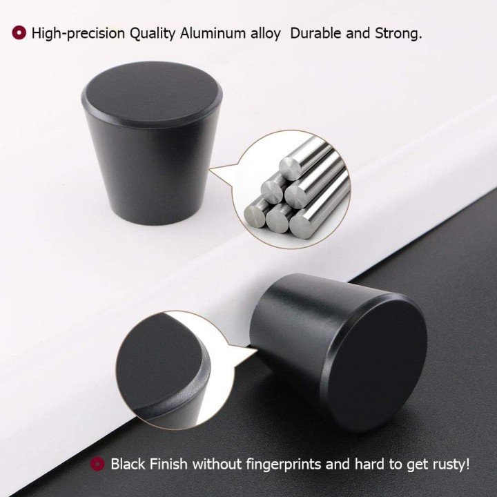 homdiy Drawer Cabinet Knobs Matte Black Kitchen Cabinet Knobs - LS745BK Solid Round Cabinet Knobs Hardware Drawer Knobs for Dresser Drawers, 100 Pack
