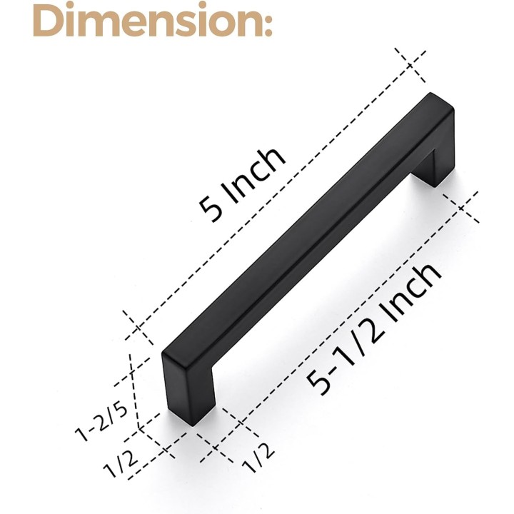 30 Pack 5 Inch Stainless Steel Cabinet Handles Square Cabinet Pulls Matte Black Cabinet hardware Kitchen Cabinet Drawer Pulls Come with Screwdriver
