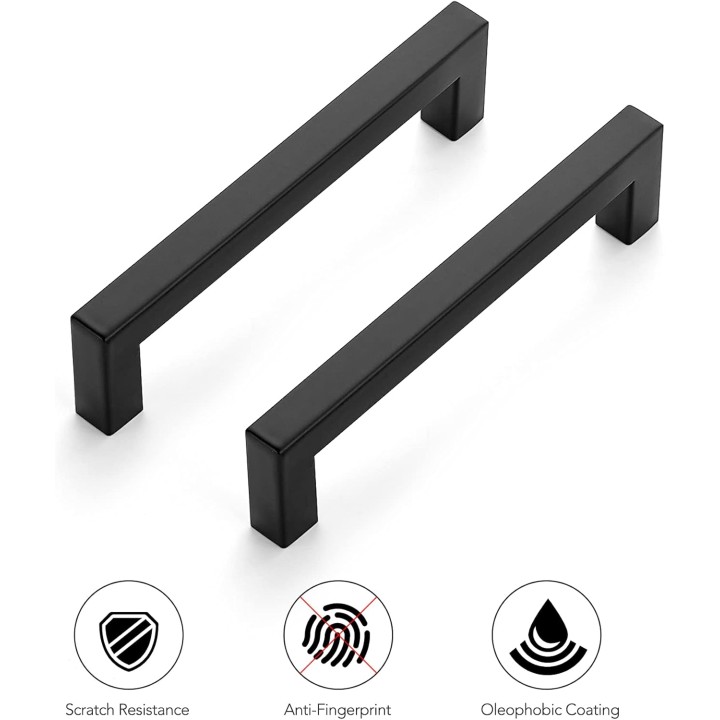 30 Pack 5 Inch Stainless Steel Cabinet Handles Square Cabinet Pulls Matte Black Cabinet hardware Kitchen Cabinet Drawer Pulls Come with Screwdriver