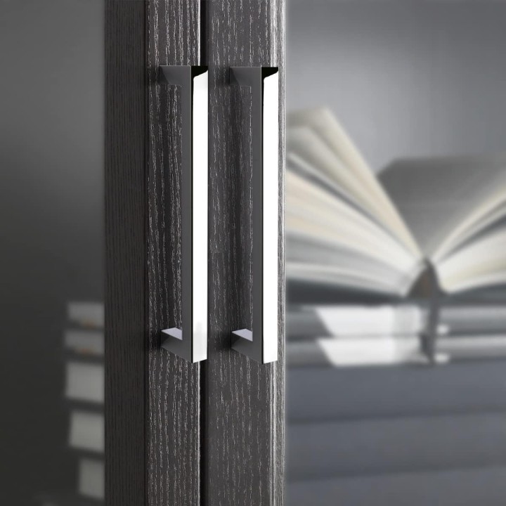 50 Pack Solid Cabinet Pulls Polished Chrome Square Cabinet Handles 5 Inch Hole Centers, Modern Drawer Pulls Kitchen Pull Handles