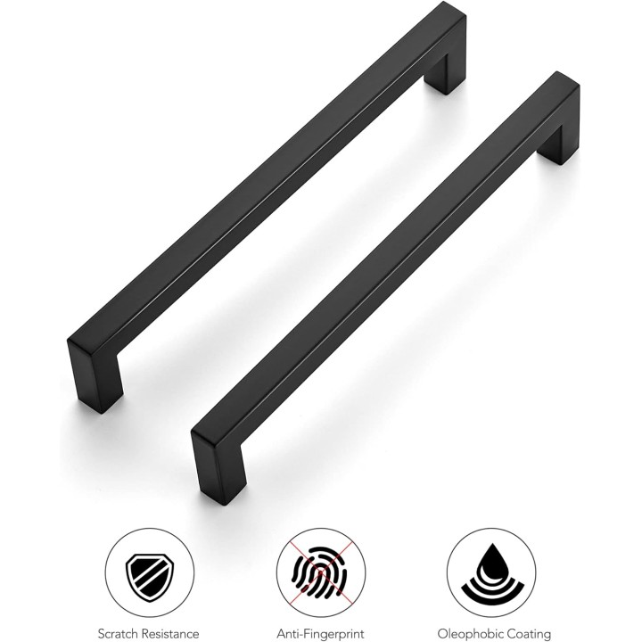 20 Pack 7-1/2 Inch Kitchen Square Cabinet Handles Matte Black Cabinet Pulls Black Drawer Pulls Kitchen Cabinet Hardware Kitchen Handles for Cabinets Cupboard Handles Drawer Handles