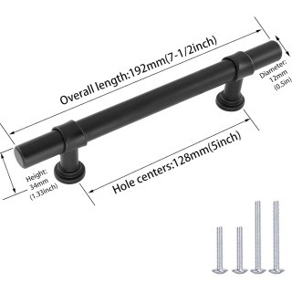 5 inch Cabinet Handles Black Drawer Pulls - LST18BK128 Kitchen Cabinet Handles Pulls Modern Cabinet Door Handles Matte Black Dresser Handles Rustic Drawer Pulls for Cupboard, 50 Pack