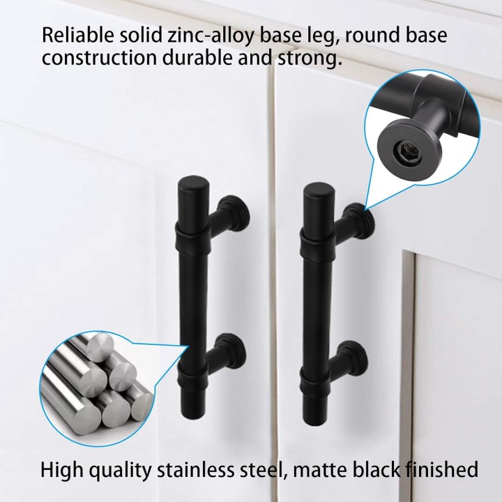5 inch Cabinet Handles Black Drawer Pulls - LST18BK128 Kitchen Cabinet Handles Pulls Modern Cabinet Door Handles Matte Black Dresser Handles Rustic Drawer Pulls for Cupboard, 50 Pack