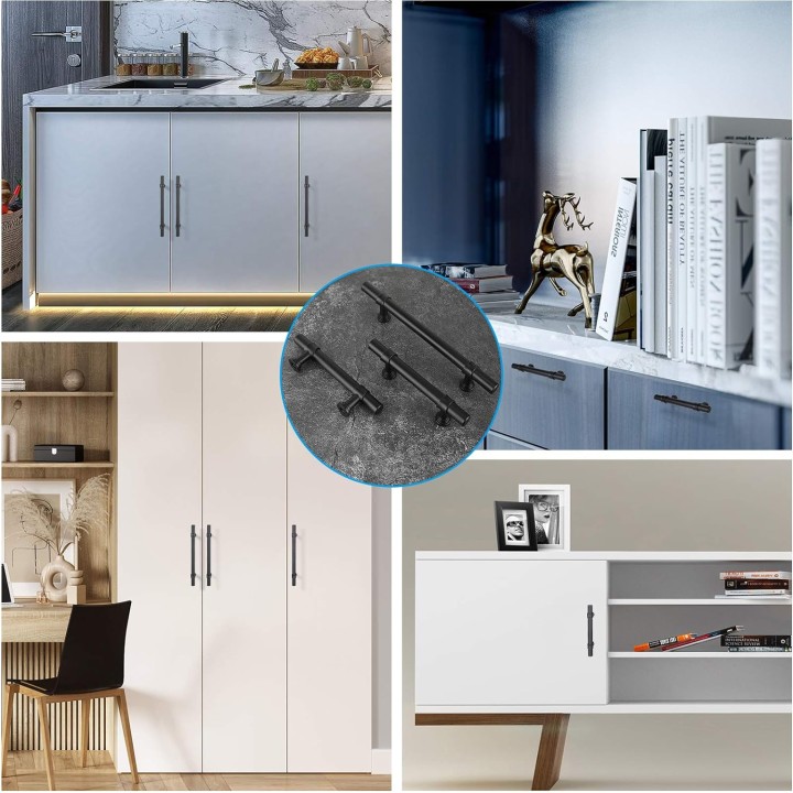 5 inch Cabinet Handles Black Drawer Pulls - LST18BK128 Kitchen Cabinet Handles Pulls Modern Cabinet Door Handles Matte Black Dresser Handles Rustic Drawer Pulls for Cupboard, 50 Pack