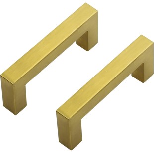 60 Pack 3 Inch Kitchen Square Cabinet Handles Cabinet Pulls Brushed Brass Drawer Pulls Kitchen Cabinet Hardware Kitchen Handles for Cabinets Cupboard Handles Drawer Handles