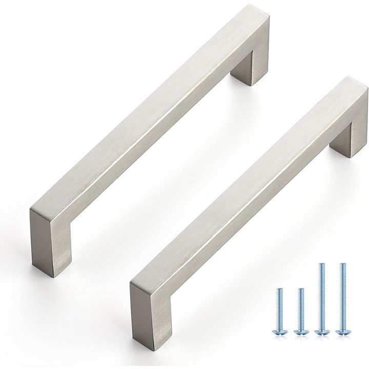 40 Pack Cabinet Handles Square Cabinets Cupboard Handles Brushed Nickel Drawer Pulls Stainless Steel Kitchen Cabinet Pulls Cabinet Hardware Drawer Handles 5 inch Hole Center