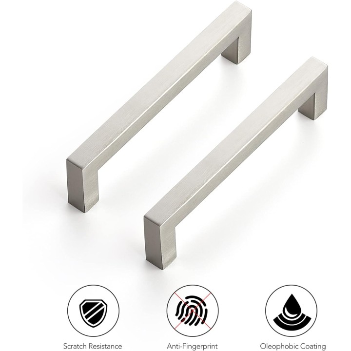 40 Pack Cabinet Handles Square Cabinets Cupboard Handles Brushed Nickel Drawer Pulls Stainless Steel Kitchen Cabinet Pulls Cabinet Hardware Drawer Handles 5 inch Hole Center