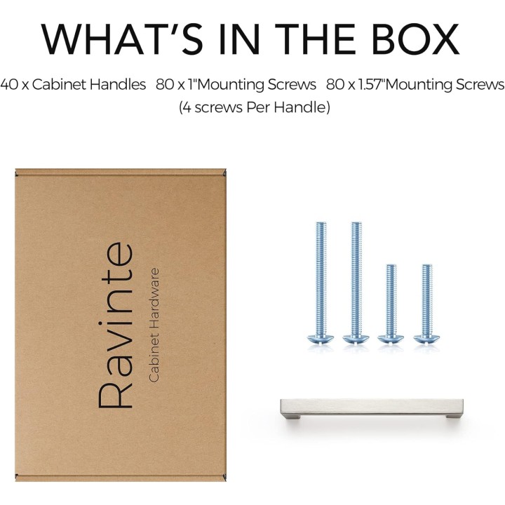 40 Pack Cabinet Handles Square Cabinets Cupboard Handles Brushed Nickel Drawer Pulls Stainless Steel Kitchen Cabinet Pulls Cabinet Hardware Drawer Handles 5 inch Hole Center