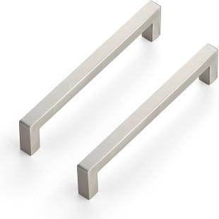 10 Pack 6-1/4 Inch Kitchen Square Cabinet Handles Satin Nickel Cabinet Pulls Brushed Nickel Drawer Pulls Kitchen Cabinet Hardware Kitchen Handles for Cabinets Cupboard Handles Drawer Handles
