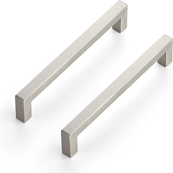 10 Pack 6-1/4 Inch Kitchen Square Cabinet Handles Satin Nickel Cabinet Pulls Brushed Nickel Drawer Pulls Kitchen Cabinet Hardware Kitchen Handles for Cabinets Cupboard Handles Drawer Handles
