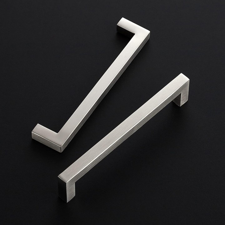 10 Pack 6-1/4 Inch Kitchen Square Cabinet Handles Satin Nickel Cabinet Pulls Brushed Nickel Drawer Pulls Kitchen Cabinet Hardware Kitchen Handles for Cabinets Cupboard Handles Drawer Handles