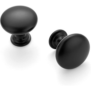 30 Pack Matte Black Round Zinc Cabinet Knobs for Kitchen Bathroom Closet Dresser Cabinets