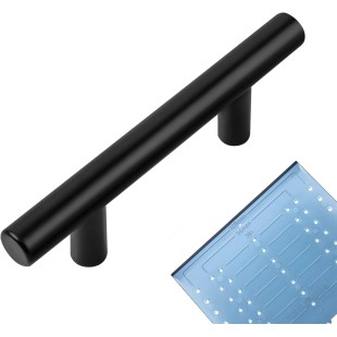 5 Pack | 4'' Cabinet Pulls Matte Black Stainless Steel Kitchen Drawer Pulls Cabinet Handles 4”Length, 2.5” Hole Center with Mounting Template