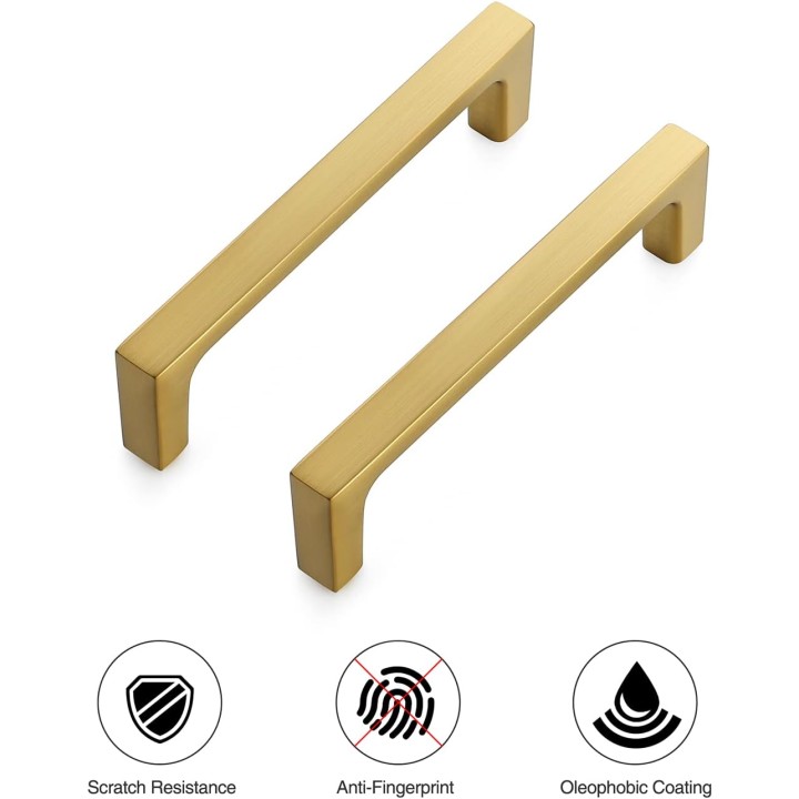20 Pack Solid 3-3/4 Inch Kitchen Square Cabinet Handles Brushed Brass Cabinet Pulls Drawer Pulls Kitchen Cabinet Hardware Kitchen Handles