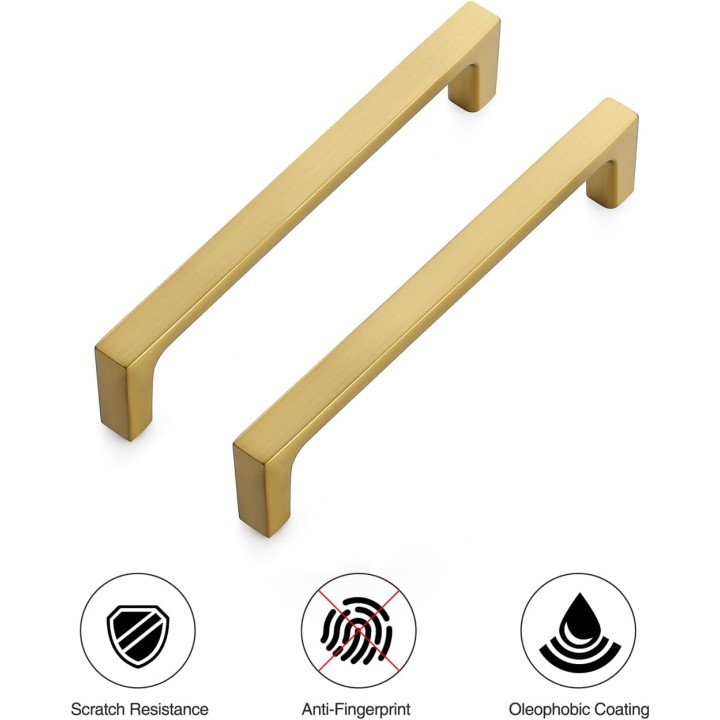 20 Pack Solid 5 Inch Kitchen Square Cabinet Handles Brushed Brass Cabinet Pulls Drawer Pulls Kitchen Cabinet Hardware Kitchen Handles