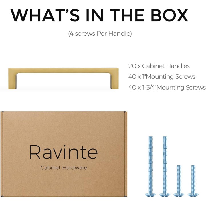 20 Pack Solid 5 Inch Kitchen Square Cabinet Handles Brushed Brass Cabinet Pulls Drawer Pulls Kitchen Cabinet Hardware Kitchen Handles