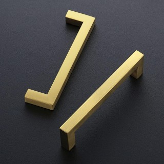 30 Pack 5 Inch Square Cabinet Handles Brushed Brass Kitchen Pulls for Cabinets Stainless Steel Kitchen Hardware Cabinet Pulls 5" Hole Center