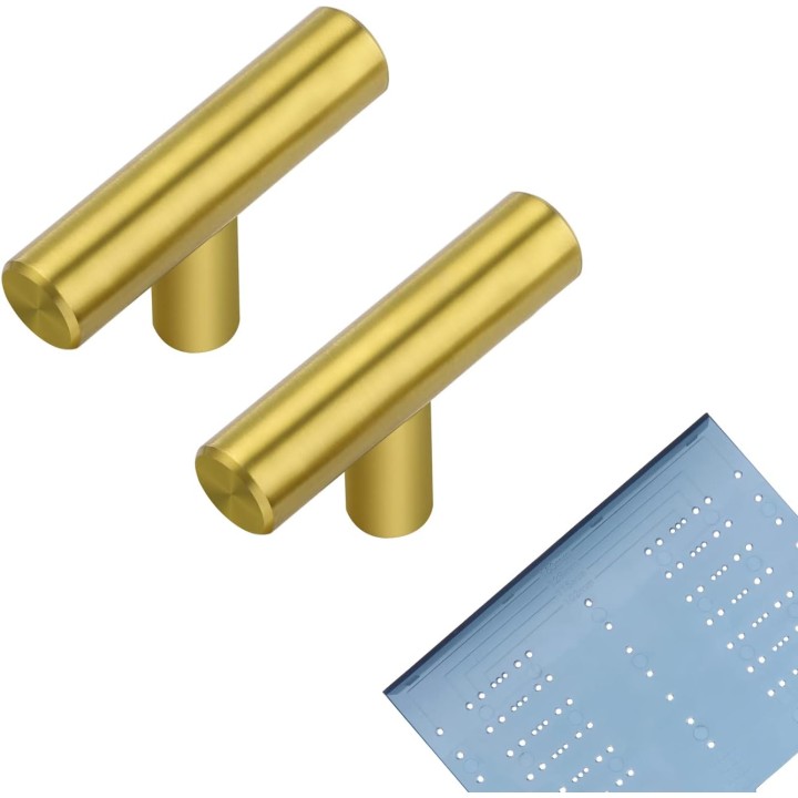 30 Pack 2 Inch Cabinet Pulls Brushed Brass Stainless Steel Kitchen Drawer Pulls Cupboard Handles with Drill Mounting Template Cabinet Handles