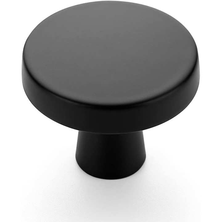 25 Pack Drawer Pulls 1-1/4 Inch Kitchen Cabinet Knobs Solid Round Dresser Drawer Knobs Matte Black Dresser Knobs Drawer Knobs Simple Cabinet Hardware for Cupboard Drawer Pulls