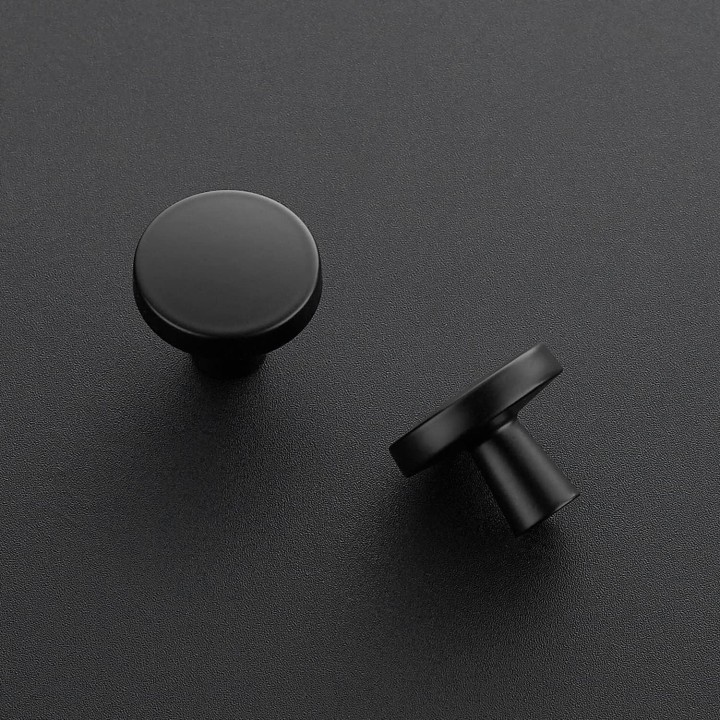 25 Pack Drawer Pulls 1-1/4 Inch Kitchen Cabinet Knobs Solid Round Dresser Drawer Knobs Matte Black Dresser Knobs Drawer Knobs Simple Cabinet Hardware for Cupboard Drawer Pulls