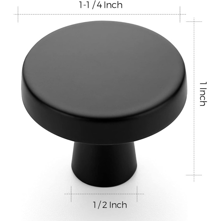 25 Pack Drawer Pulls 1-1/4 Inch Kitchen Cabinet Knobs Solid Round Dresser Drawer Knobs Matte Black Dresser Knobs Drawer Knobs Simple Cabinet Hardware for Cupboard Drawer Pulls