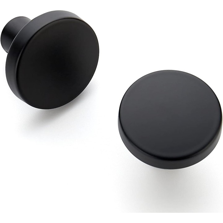 25 Pack Drawer Pulls 1-1/4 Inch Kitchen Cabinet Knobs Solid Round Dresser Drawer Knobs Matte Black Dresser Knobs Drawer Knobs Simple Cabinet Hardware for Cupboard Drawer Pulls