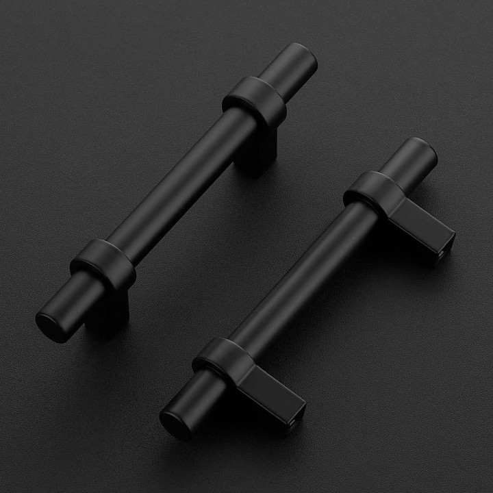 30 Pack 5 Inch Cabinet Pulls Matte Black Kitchen Cabinet Hardware Cupboard Handles with Square Base 5" Length,3" Hole Center