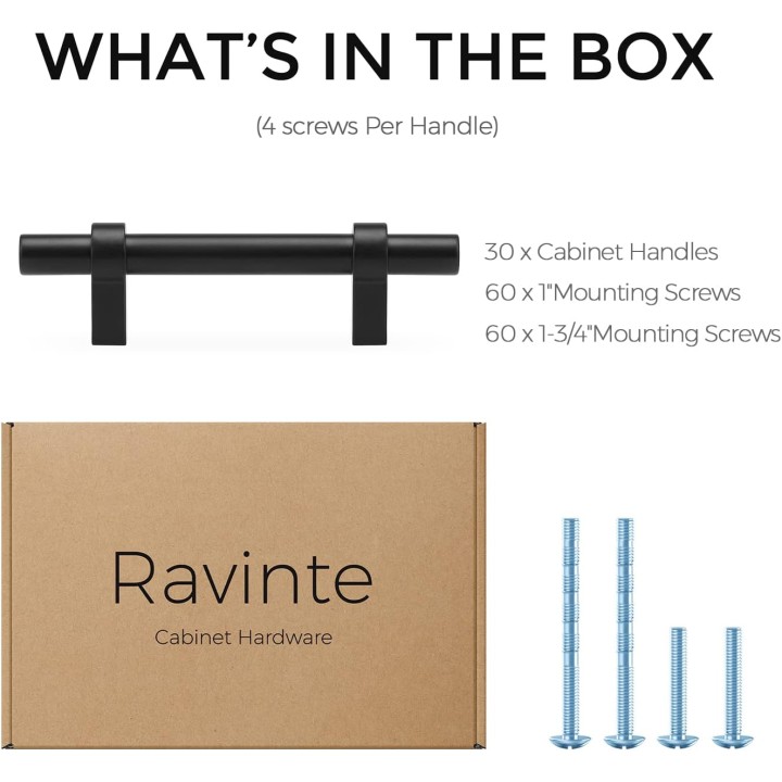 30 Pack 5 Inch Cabinet Pulls Matte Black Kitchen Cabinet Hardware Cupboard Handles with Square Base 5" Length,3" Hole Center