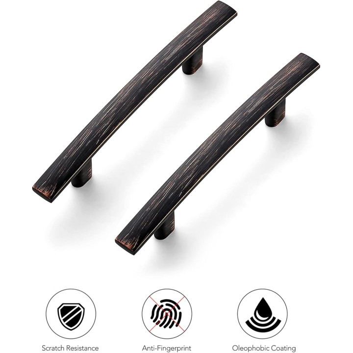5-3/16 Inch Curved Cabinet Pulls Oil Rubbed Bronze Kitchen Arch Cupboard Handles Zinc Alloy Cabinet Pulls 5-3/16" Length,3" Hole Center | 5 Pack