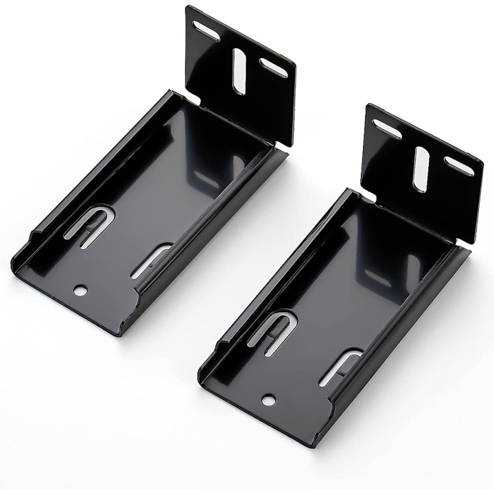 10 Pairs - 20 Pack Black Heavy Duty Rear Mount Brackets for Soft Close Cabinet Drawer Slides, Metal Replacement Part for Full Extension Ball Bearing Side Mount Drawer Track Guide