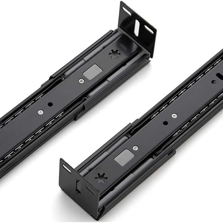 10 Pairs - 20 Pack Black Heavy Duty Rear Mount Brackets for Soft Close Cabinet Drawer Slides, Metal Replacement Part for Full Extension Ball Bearing Side Mount Drawer Track Guide