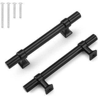 50 Pack Matte Black Cabinet Pulls, 3.5 inch Cabinet Handles for Kitchen Bathroom, Black Stainless Steel T Bar Drawer Pulls for Drawer Dresser