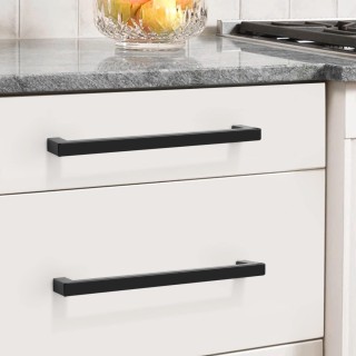 50 Pack 6-3/10" Hole Centers Cabinet Pulls Black Drawer Handles - Kitchen Cabinet Handles Modern Suqare Bar Pulls Stainless Steel Cabinet Hardware for Dresser Bathroom Bedroom Laundry