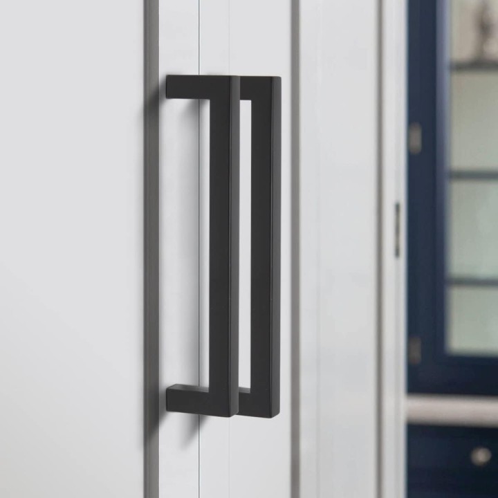 50 Pack 6-3/10" Hole Centers Cabinet Pulls Black Drawer Handles - Kitchen Cabinet Handles Modern Suqare Bar Pulls Stainless Steel Cabinet Hardware for Dresser Bathroom Bedroom Laundry
