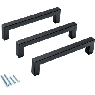 30 Pack Black Handles for Kitchen Cabinets Matte Black Square Cabinet Pulls Bathroom Cupboard Drawer Handles Modern Stainless Steel Handles Hardware 5 Inch Hole Center 128mm