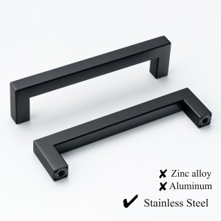 30 Pack Black Handles for Kitchen Cabinets Matte Black Square Cabinet Pulls Bathroom Cupboard Drawer Handles Modern Stainless Steel Handles Hardware 5 Inch Hole Center 128mm