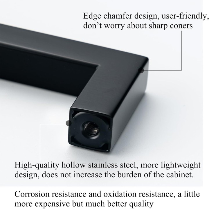 30 Pack Black Handles for Kitchen Cabinets Matte Black Square Cabinet Pulls Bathroom Cupboard Drawer Handles Modern Stainless Steel Handles Hardware 5 Inch Hole Center 128mm