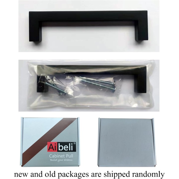 30 Pack Black Handles for Kitchen Cabinets Matte Black Square Cabinet Pulls Bathroom Cupboard Drawer Handles Modern Stainless Steel Handles Hardware 5 Inch Hole Center 128mm