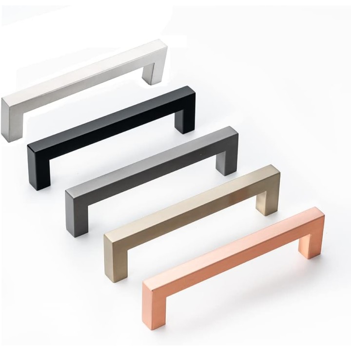30 Pack Black Handles for Kitchen Cabinets Matte Black Square Cabinet Pulls Bathroom Cupboard Drawer Handles Modern Stainless Steel Handles Hardware 5 Inch Hole Center 128mm